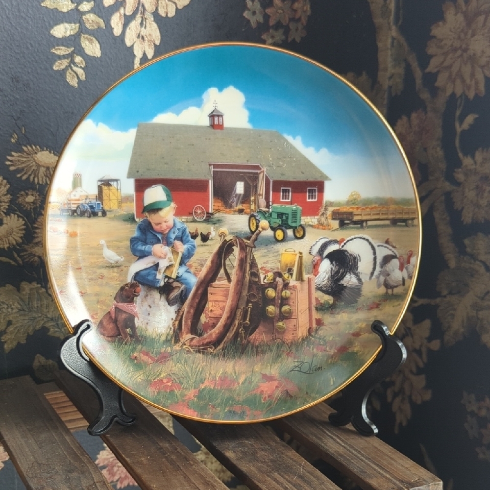 Too Busy To Play Donald Zolan Limited Edition Collectors Plate Little Farmhand